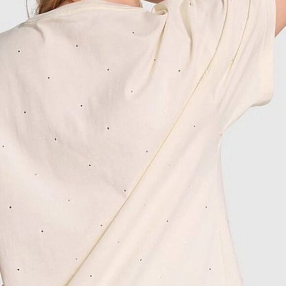 Victoria's Secret PINK Campus Cotton Bling T-Shirt 2024 Cream XXL - Picture 2 of 8
